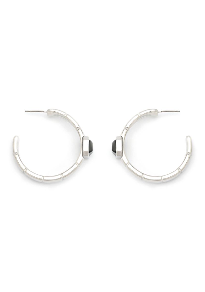 Stone Gem Watch Chain Hoop Earrings