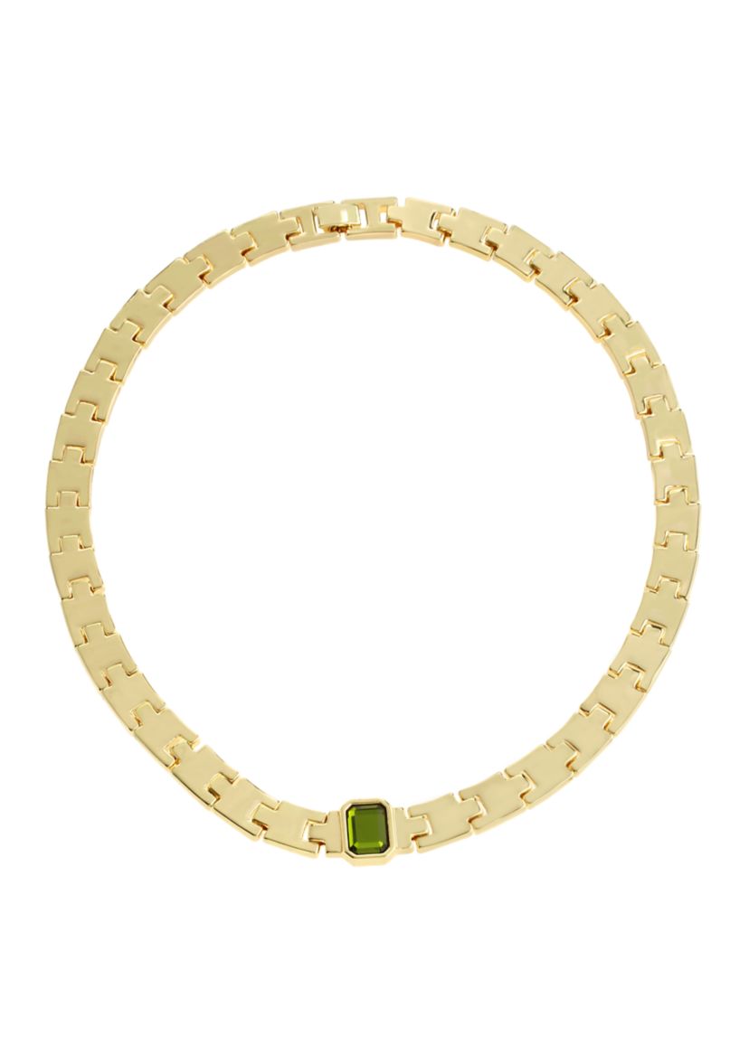 Olivine Stone Gem Watch Chain Collar Necklace