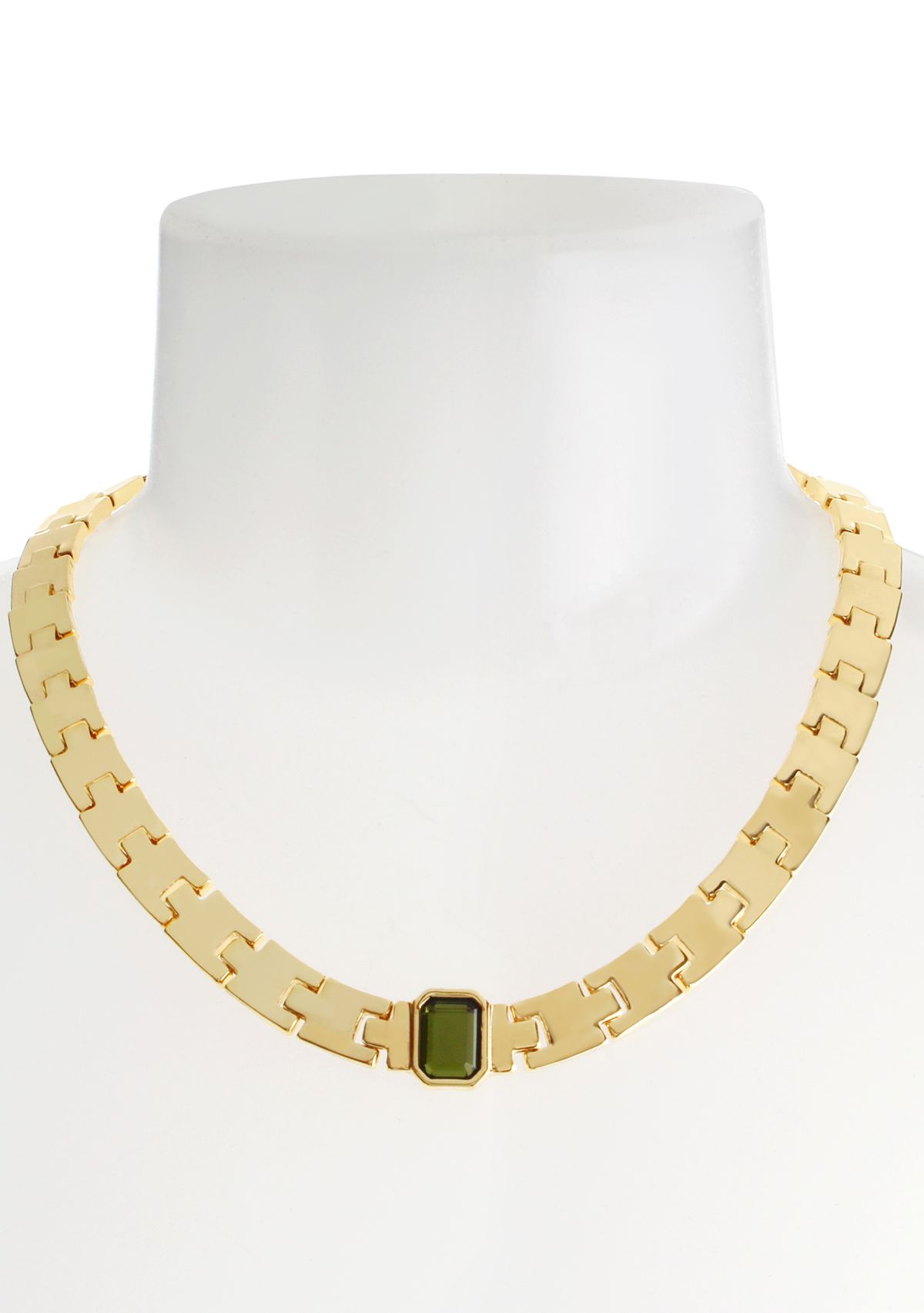Olivine Stone Gem Watch Chain Collar Necklace