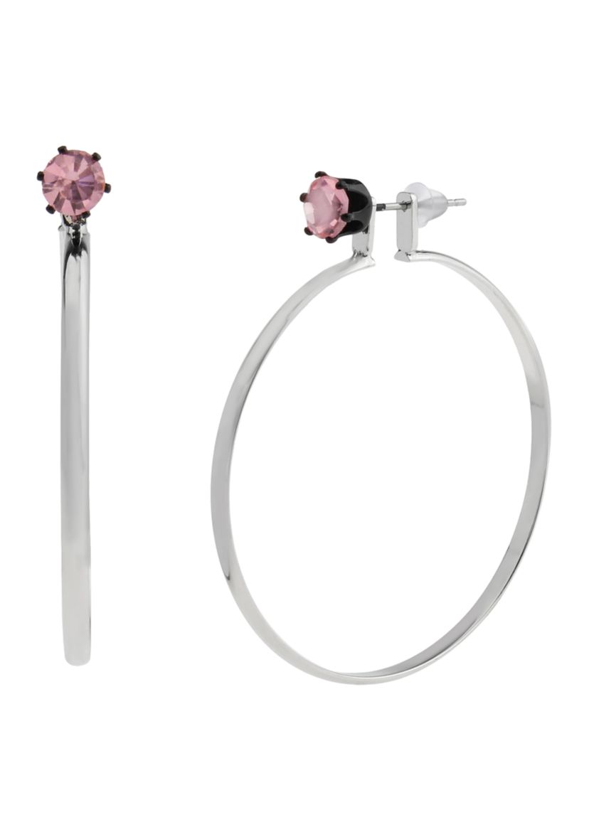 Punk Romance Stone Stud Hoop Earrings