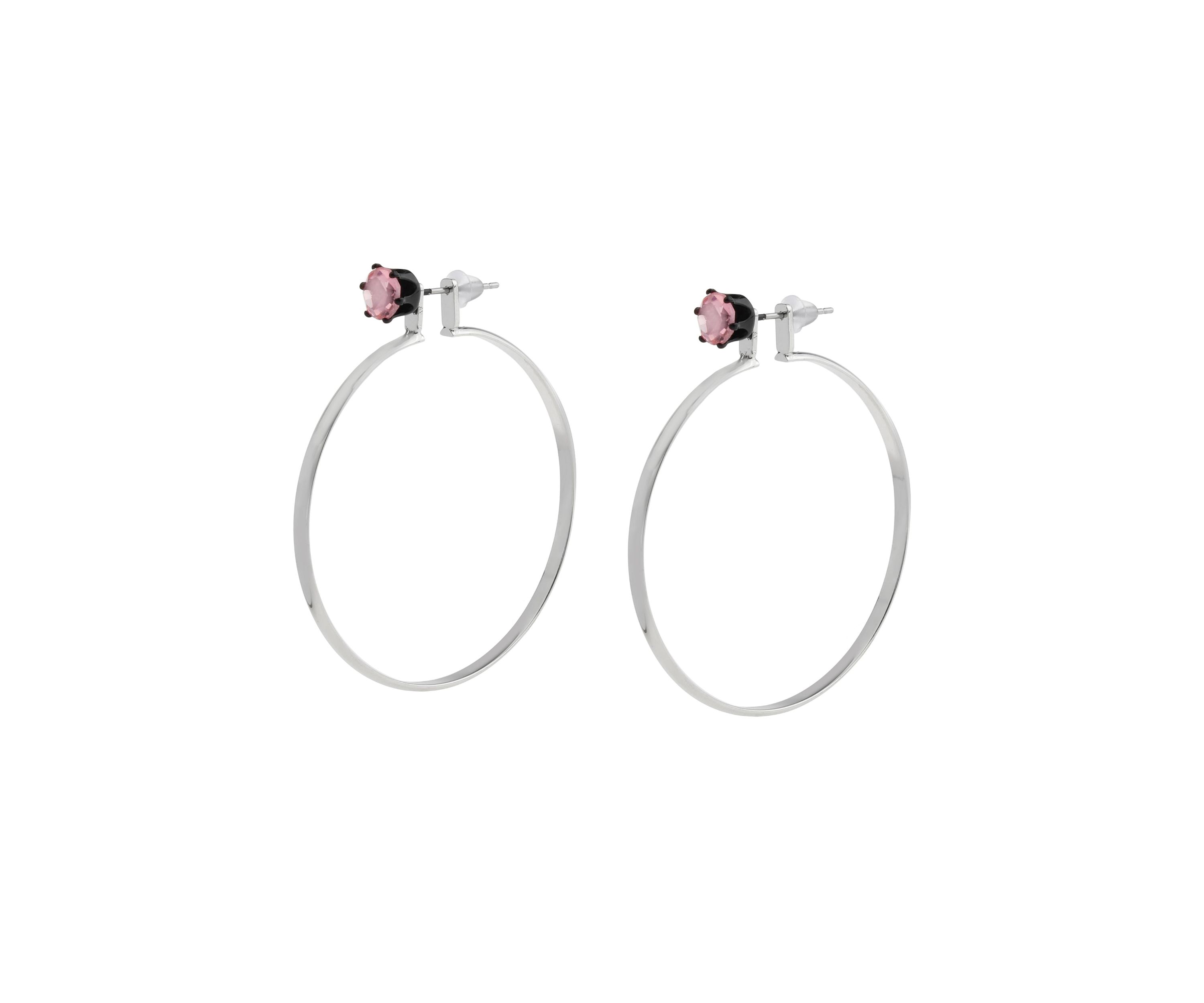 Punk Romance Stone Stud Hoop Earrings