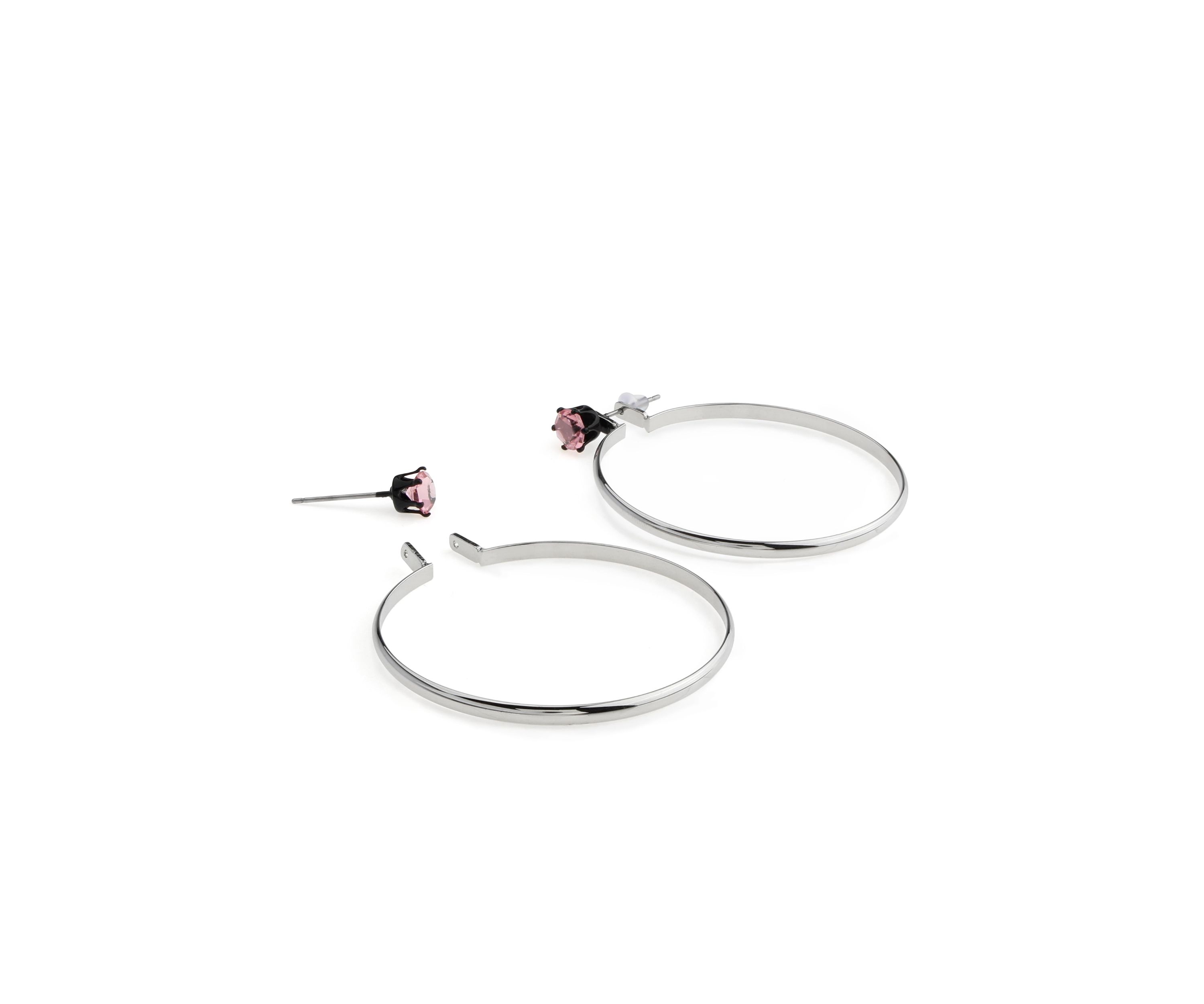 Punk Romance Stone Stud Hoop Earrings