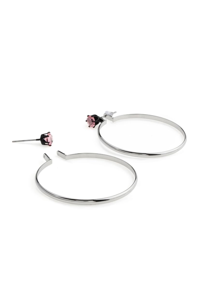 Punk Romance Stone Stud Hoop Earrings