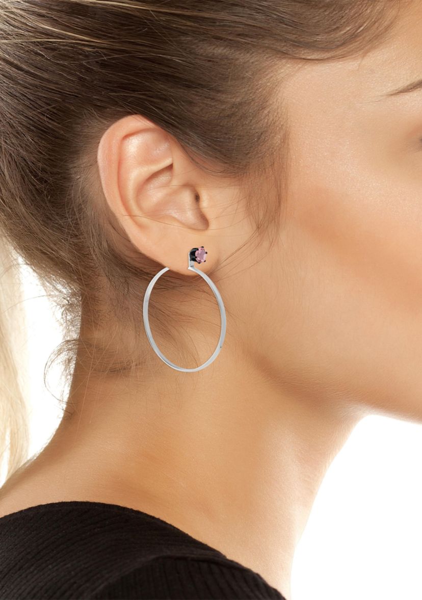 Punk Romance Stone Stud Hoop Earrings