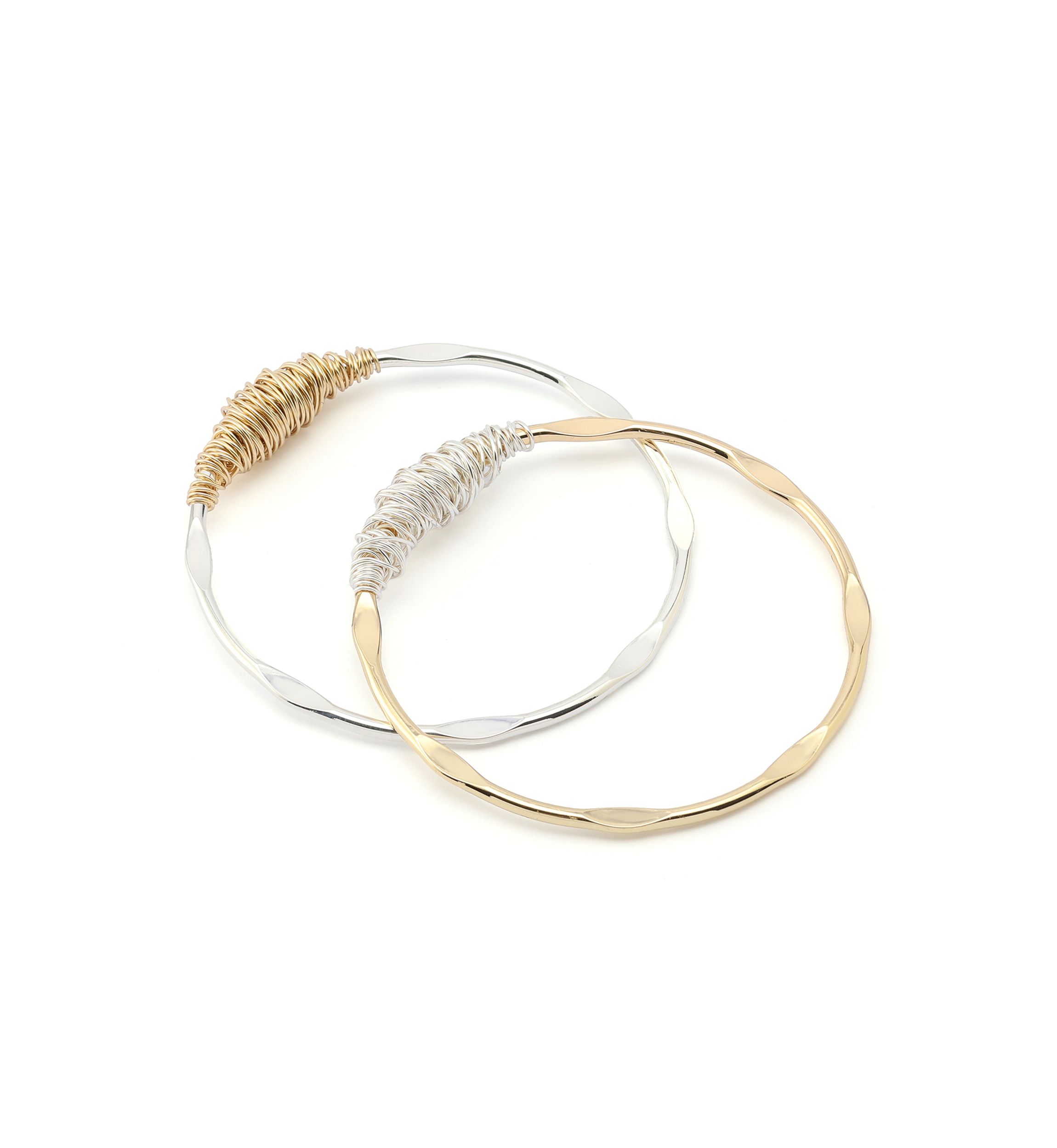 Wire Wrapped Sculpted Bangle Bracelet Set