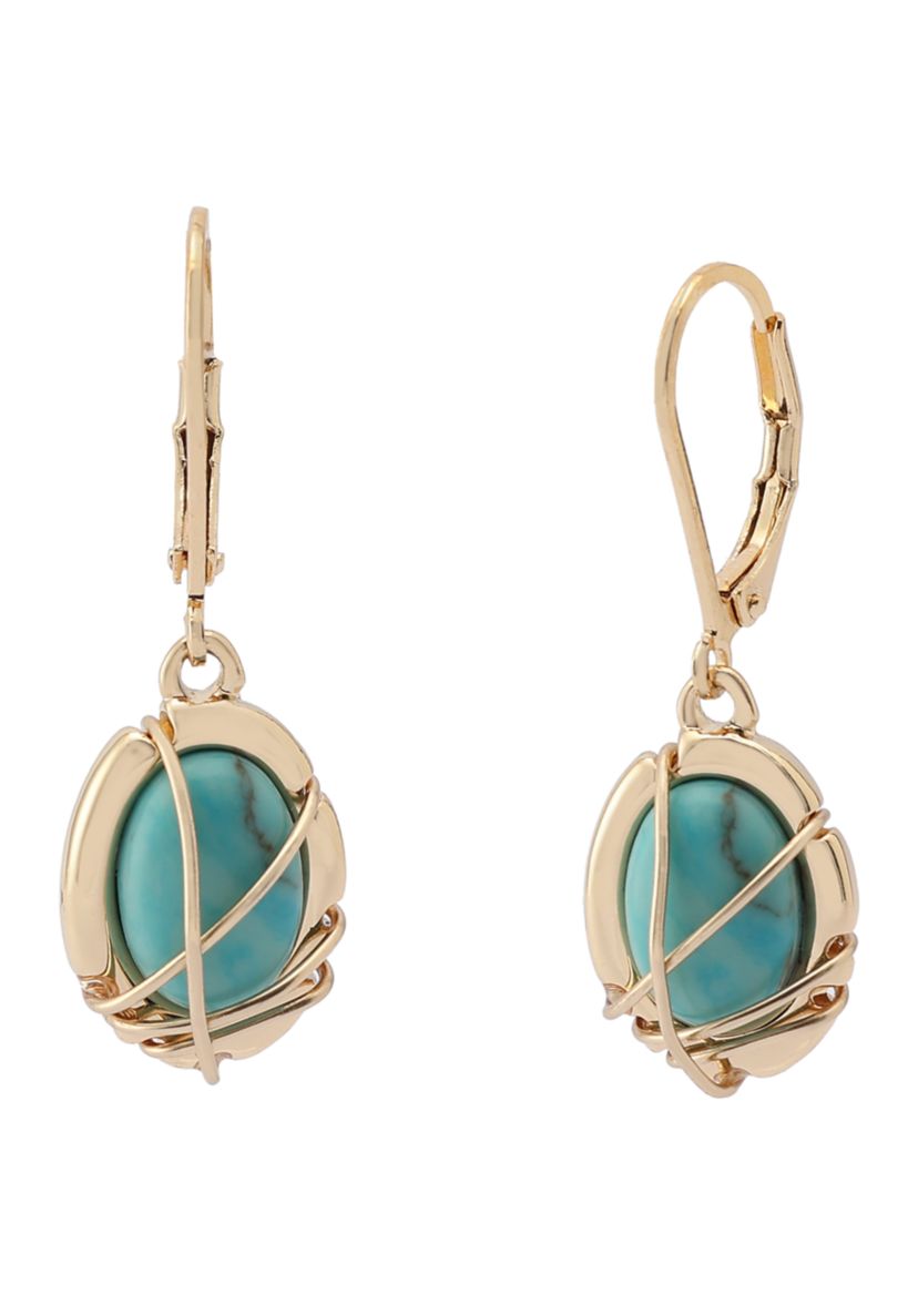Turquoise Stone Drop Earrings