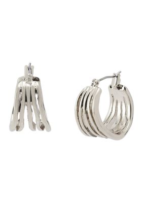 Robert Lee Morris Soho Sculpted Multi Row Huggie Earrings, Silver
