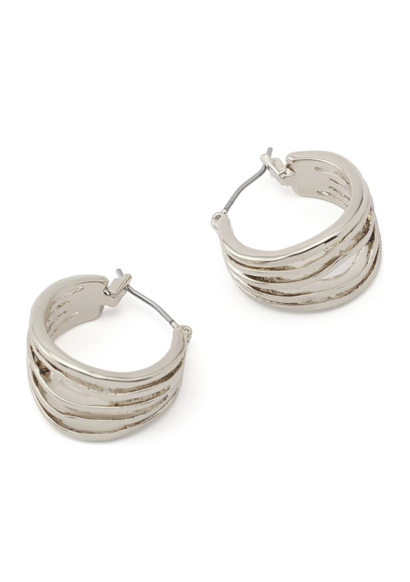 Sculpted Multi Row Huggie Earrings