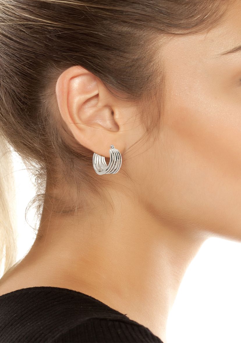 Sculpted Multi Row Huggie Earrings