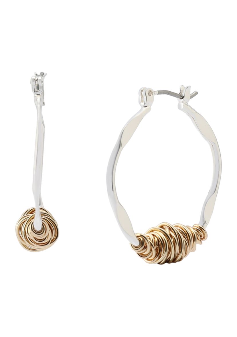 Wire Wrapped Sculpted Hoop Earrings