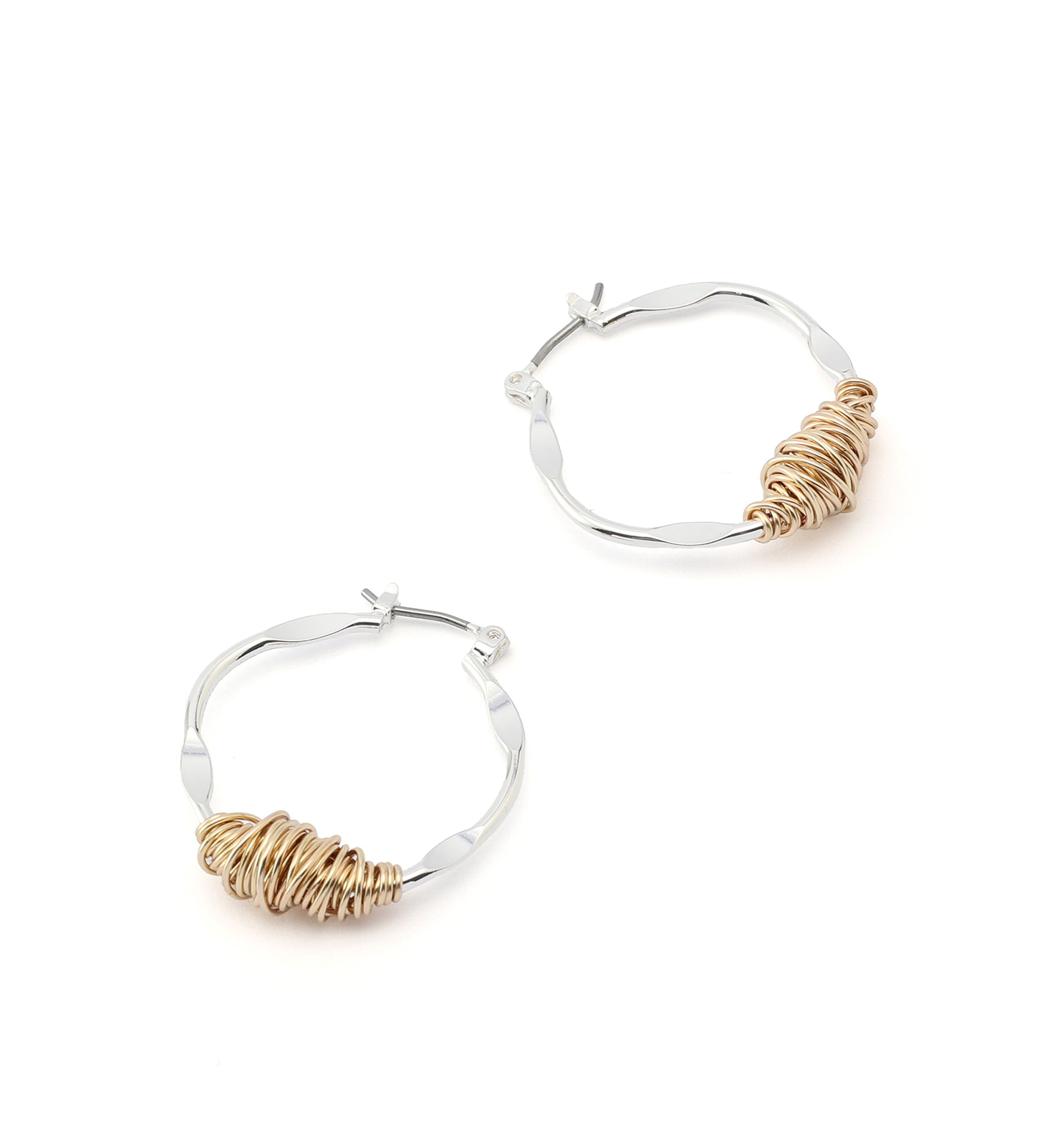 Wire Wrapped Sculpted Hoop Earrings