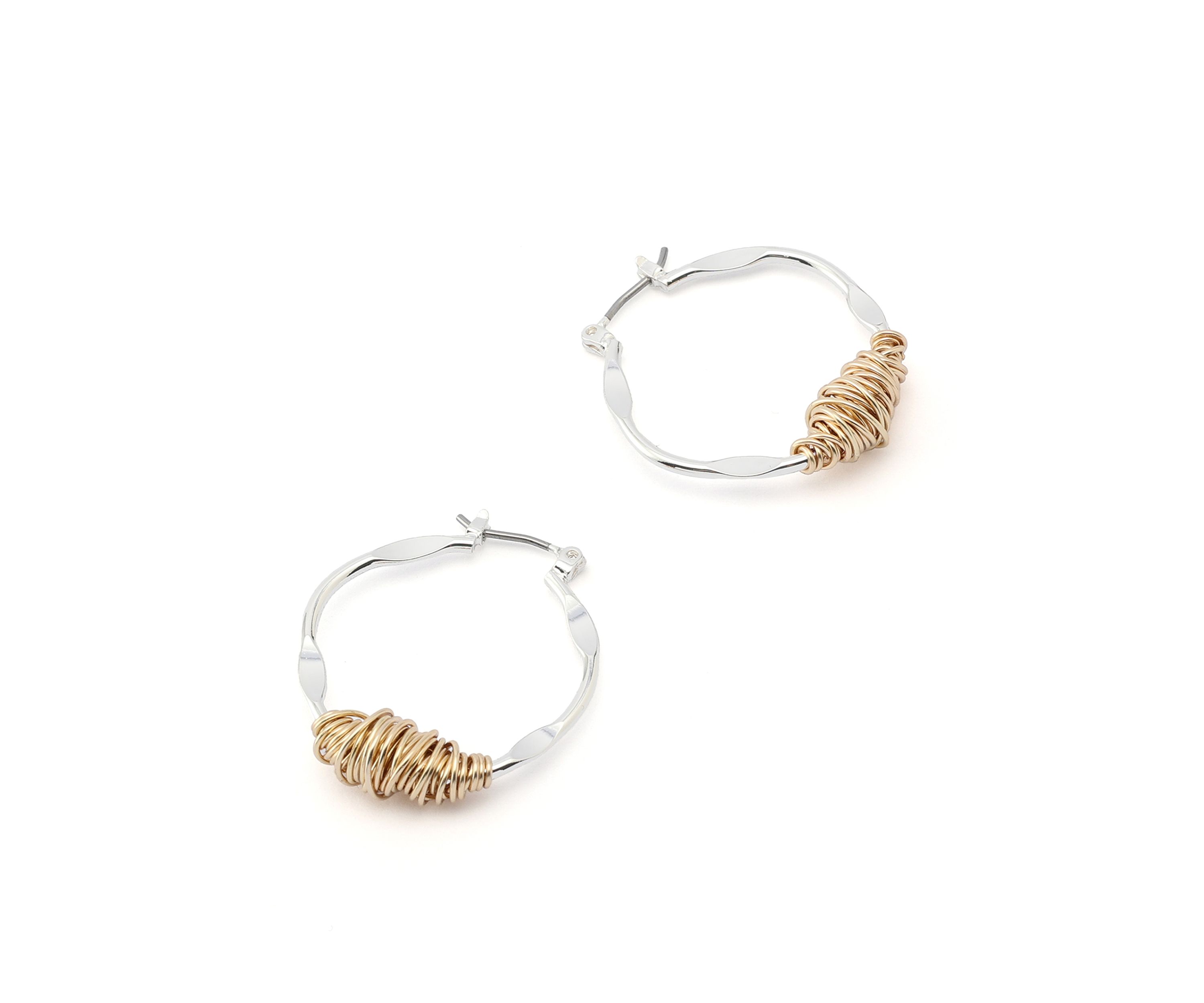 Wire Wrapped Sculpted Hoop Earrings