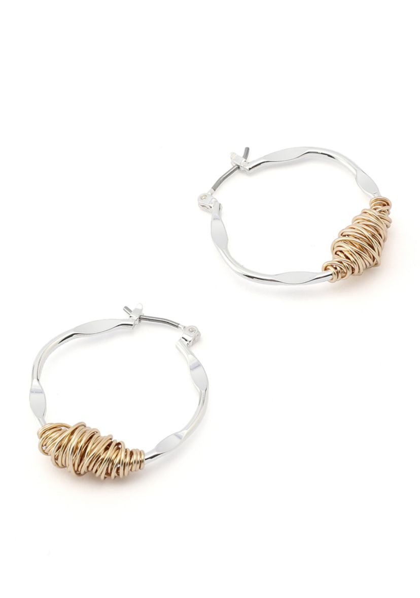 Wire Wrapped Sculpted Hoop Earrings