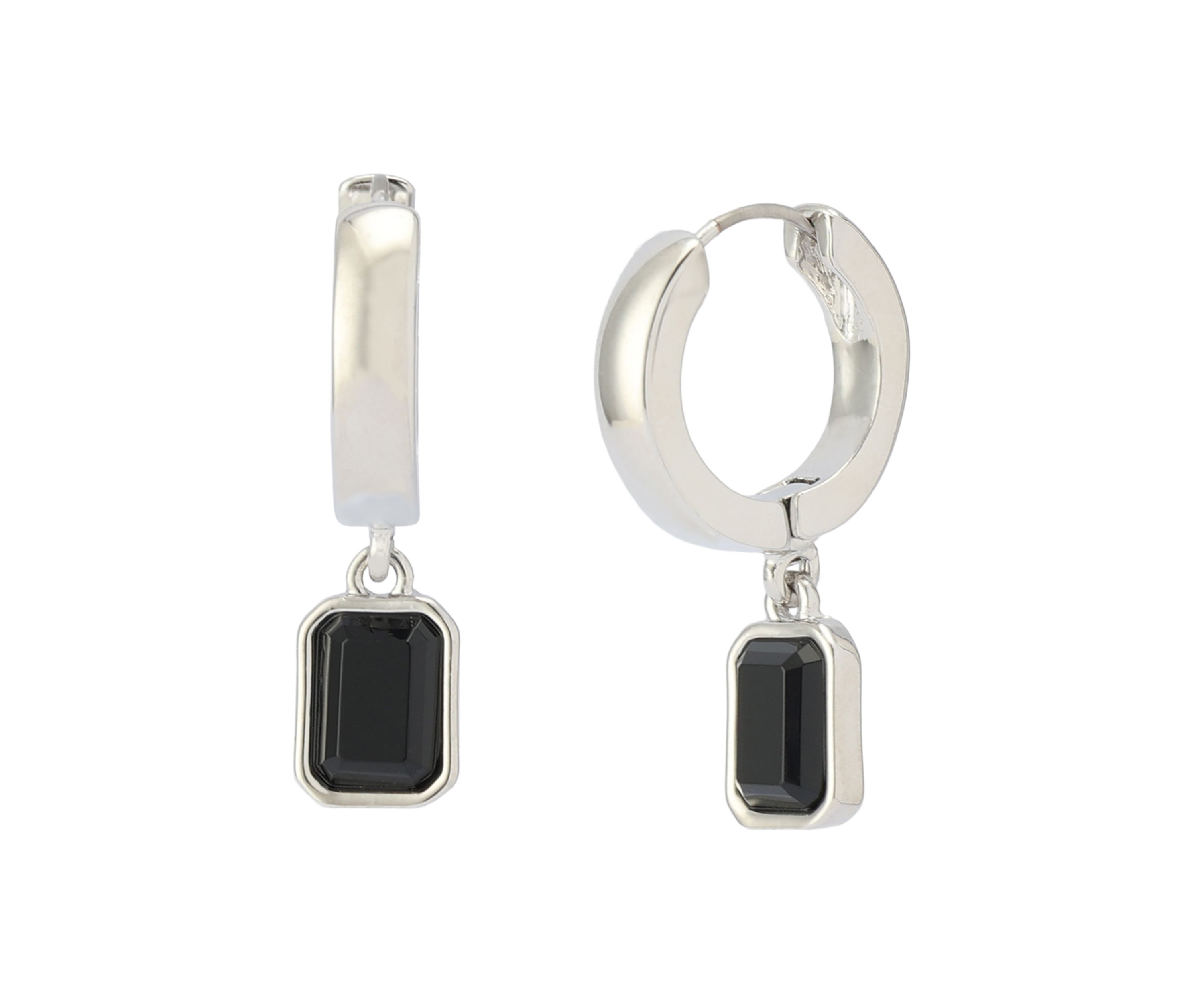 Stone Gem Charm Huggie Drop Earrings