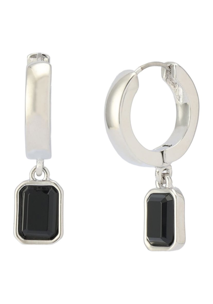 Stone Gem Charm Huggie Drop Earrings