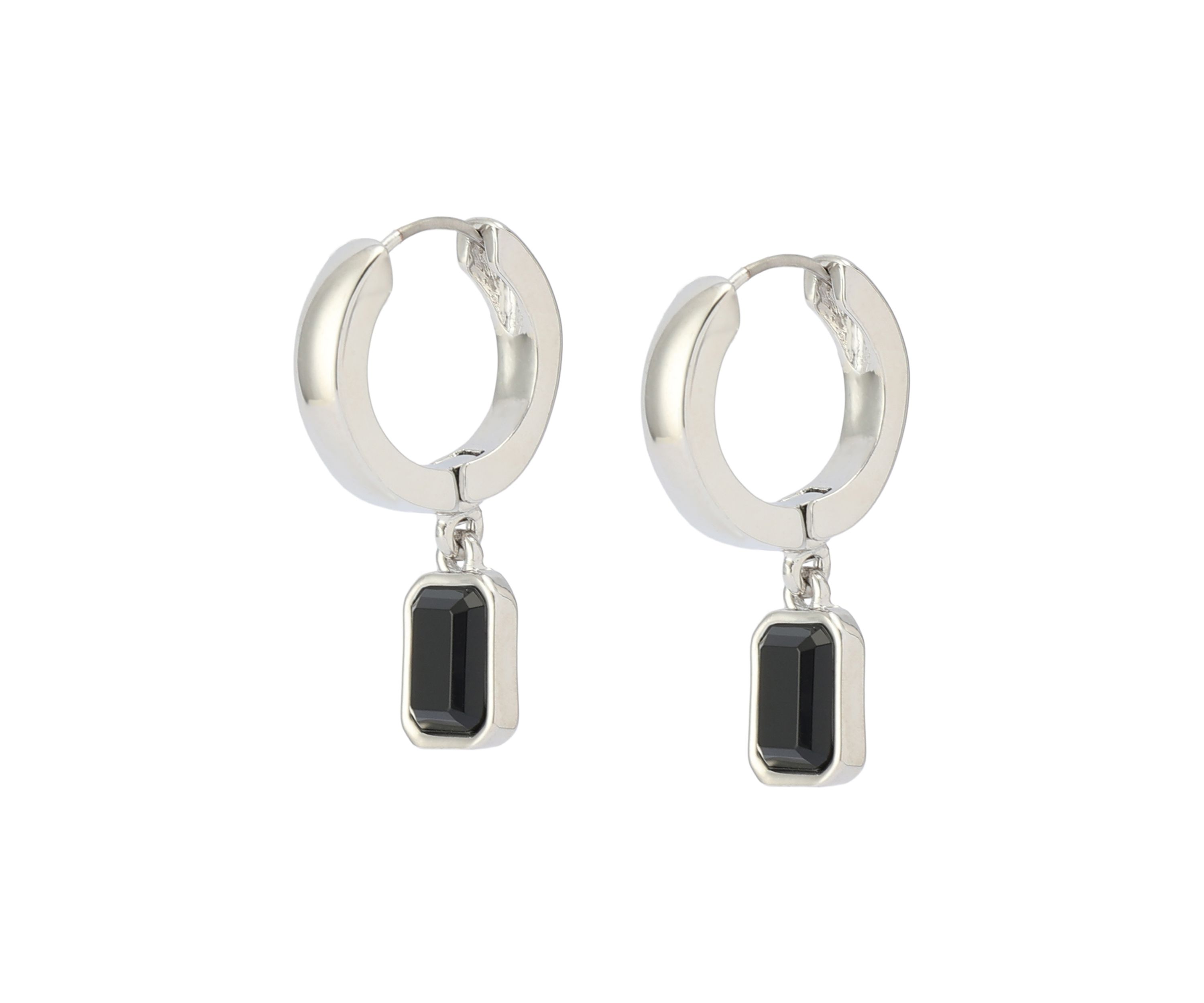 Stone Gem Charm Huggie Drop Earrings