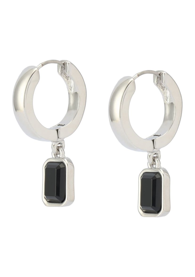 Stone Gem Charm Huggie Drop Earrings