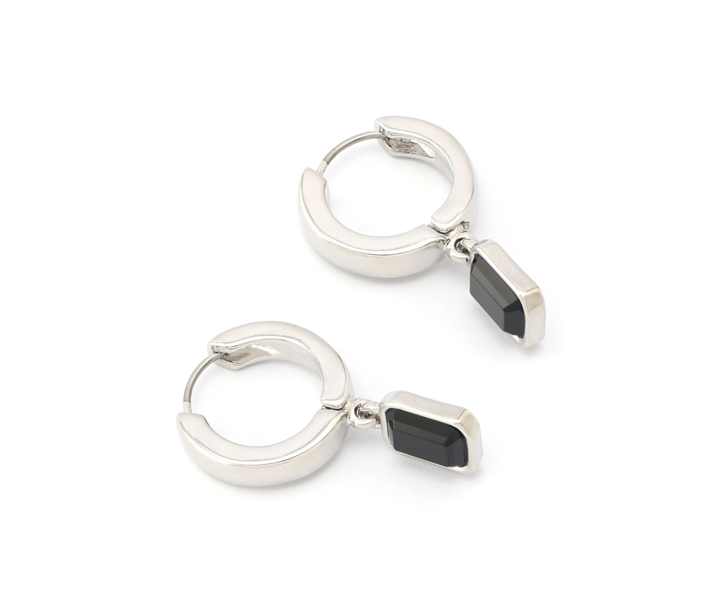 Stone Gem Charm Huggie Drop Earrings