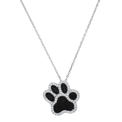 Kylie Harper Lab Created Sterling Silver CZ Doggy Paw Pendant