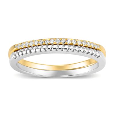Kylie Harper Sterling Silver Diamond Two-tone Stackable Ring Set - 1/10 TDW, 8