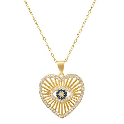 Kylie Harper Lab Created 14k Gold Over Silver Evil Eye Heart Pendant