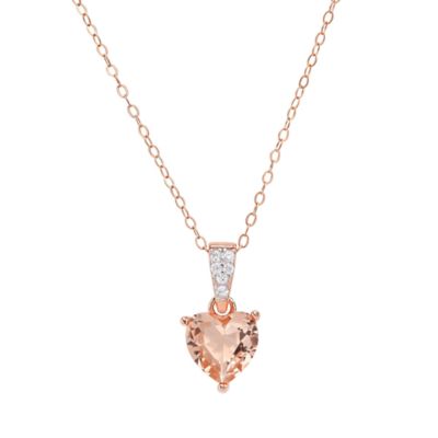 Kylie Harper 14K Rose Gold Over Silver Heart-cut Morganite CZ Pendant Necklace