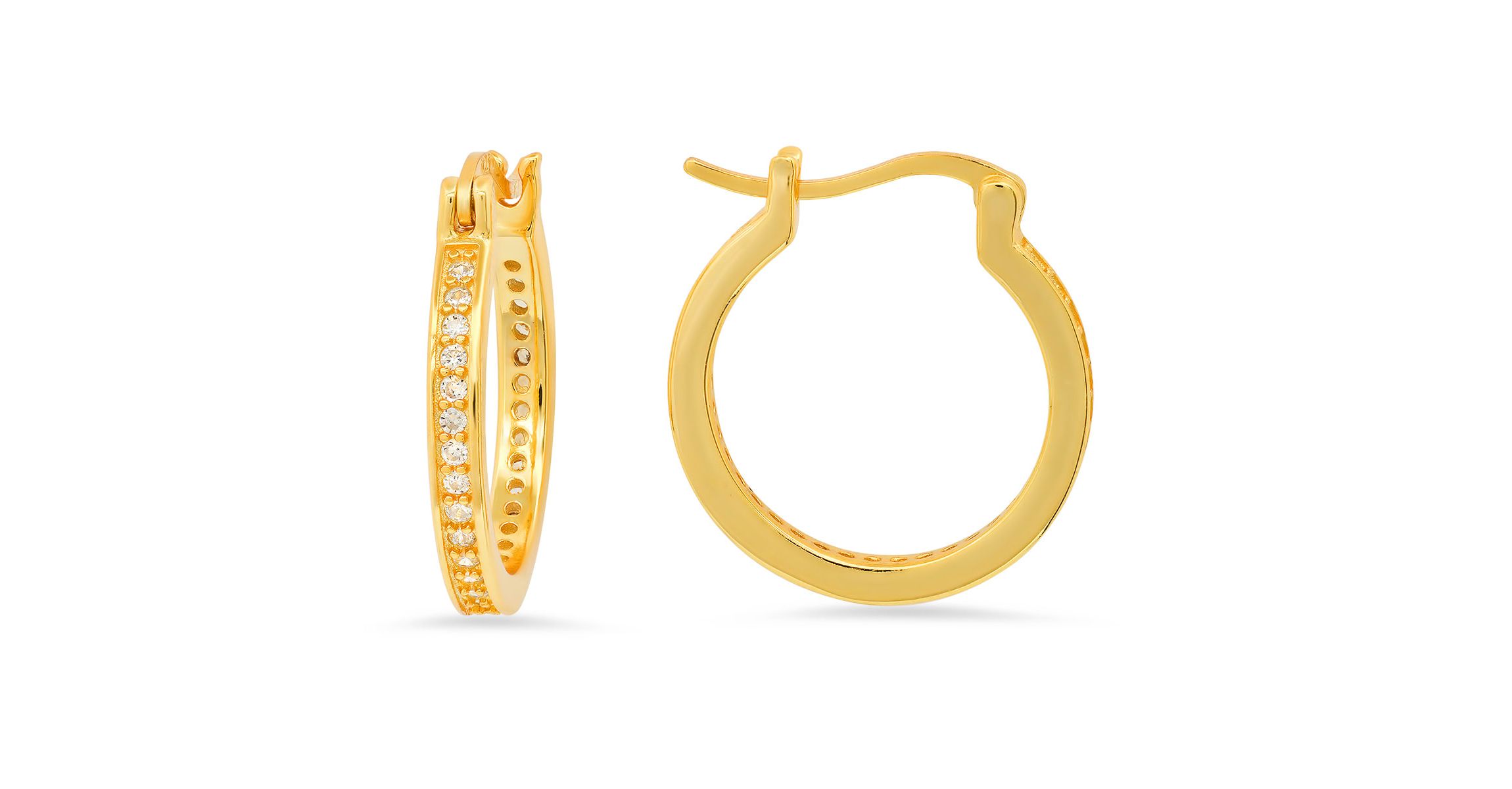 Lab Created 14k Yellow Gold Over Silver CZ Inside Out 20mm Hoop Earrings