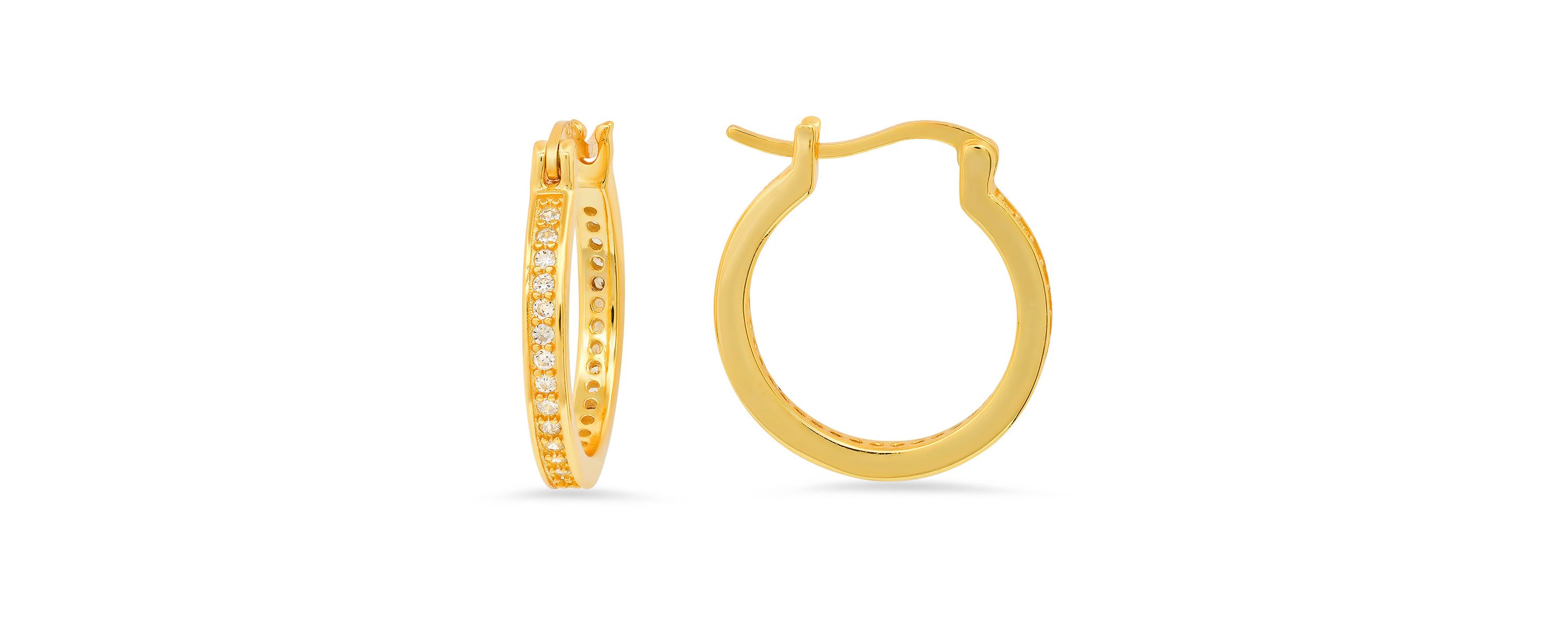 Lab Created 14k Yellow Gold Over Silver CZ Inside Out 20mm Hoop Earrings