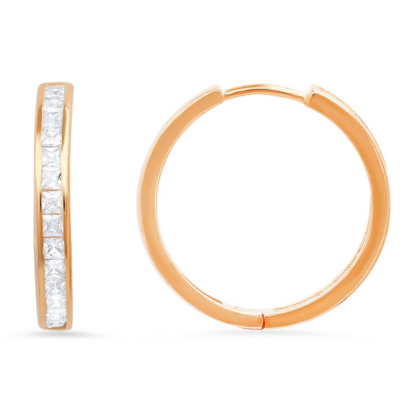 Lab Created Sterling Silver Princess-cut CZ Hoop Earrings