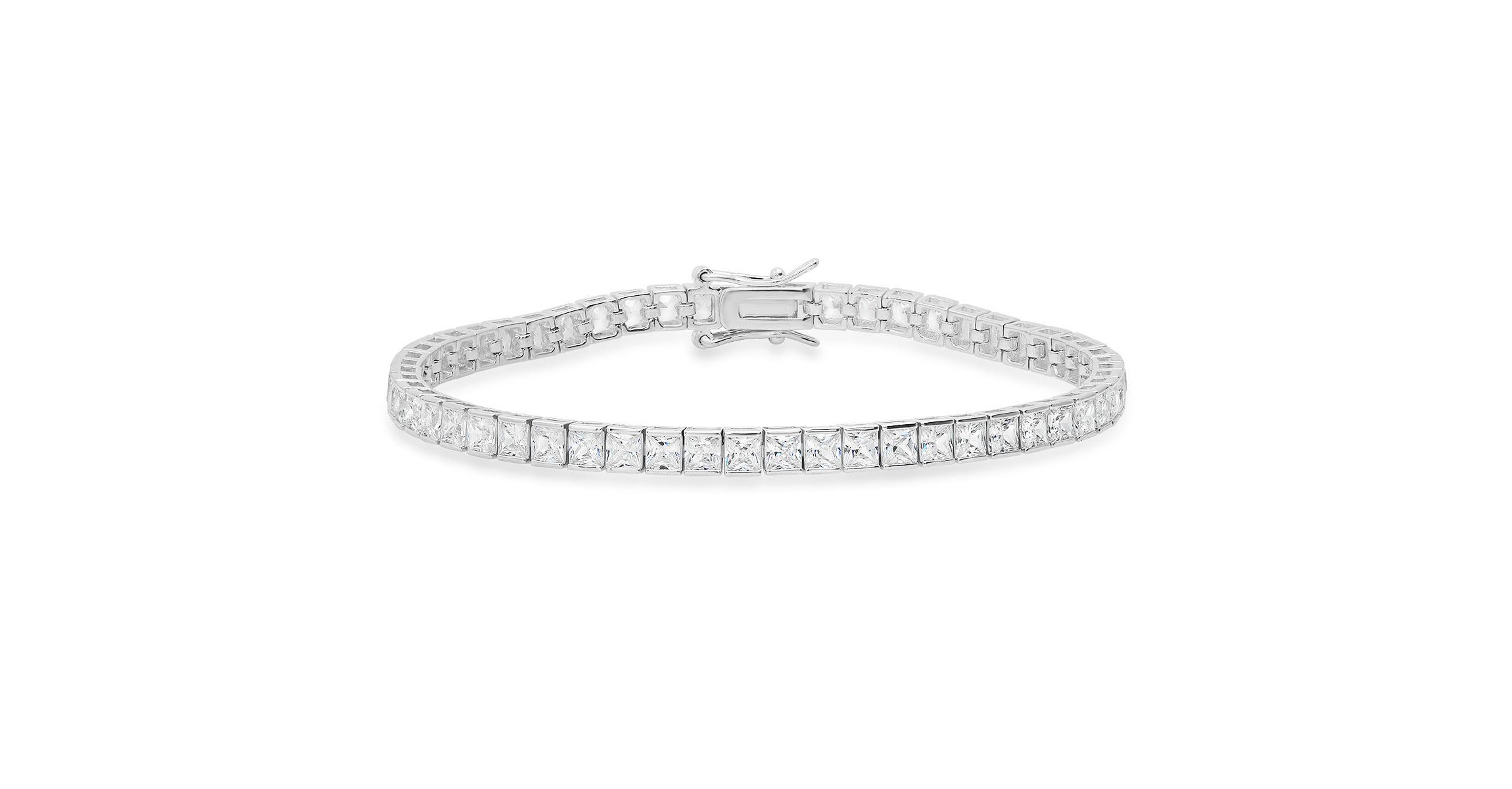 Lab Created Sterling Silver Princess-cut CZ Tennis Bracelet
