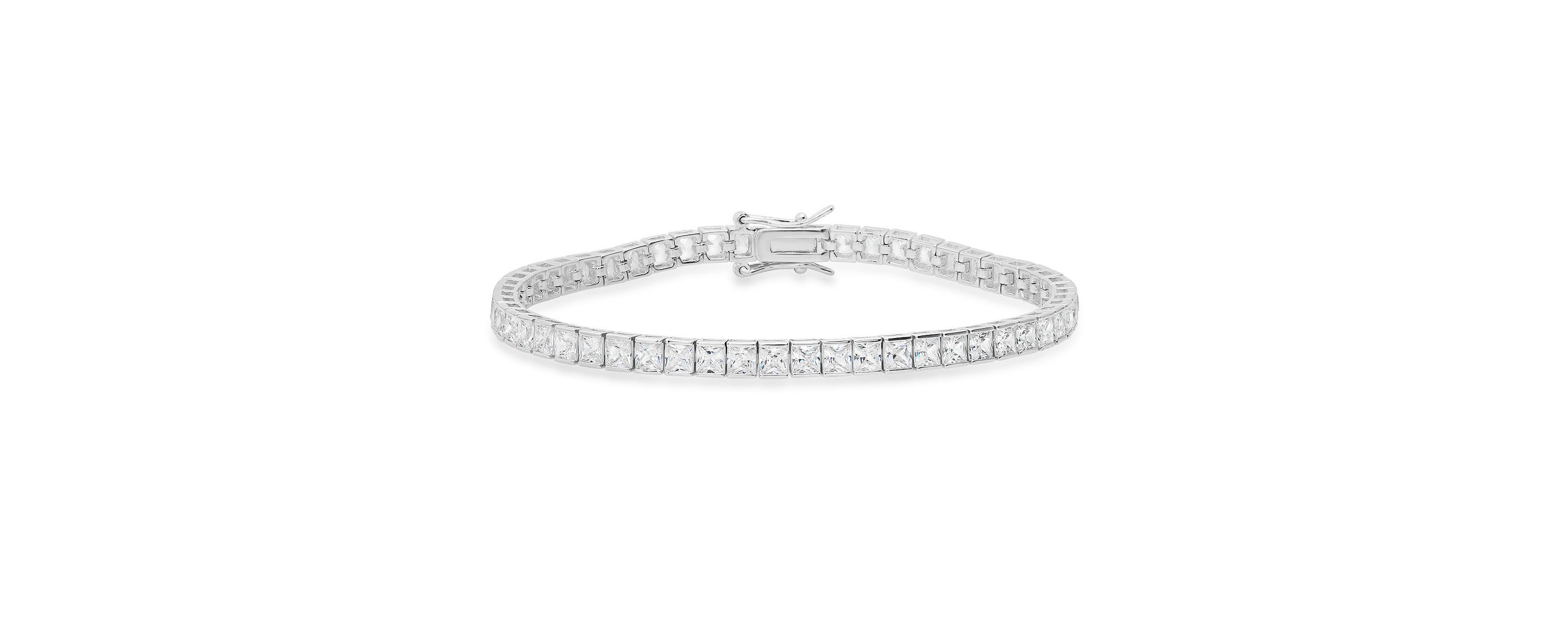 Lab Created Sterling Silver Princess-cut CZ Tennis Bracelet