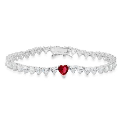 Kylie Harper Lab Created 14k Gold Over Silver Ruby CZ Heart-cut Tennis Bracelet, 7.25 in
