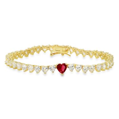 Kylie Harper Lab Created 14k Gold Over Silver Ruby CZ Heart-cut Tennis Bracelet