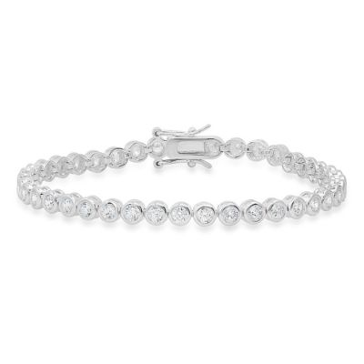 Kylie Harper Lab Created 14k Gold Over Silver Bezel-set Round-cut CZ Tennis Bracelet, 7.25 in