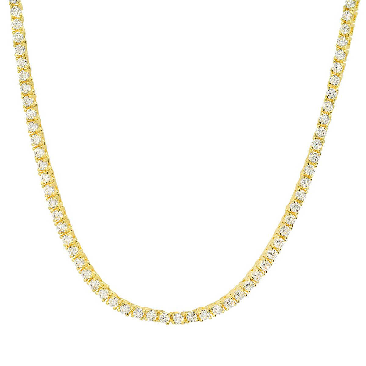 Lab Created 14k Gold Over Silver CZ Tennis Necklace