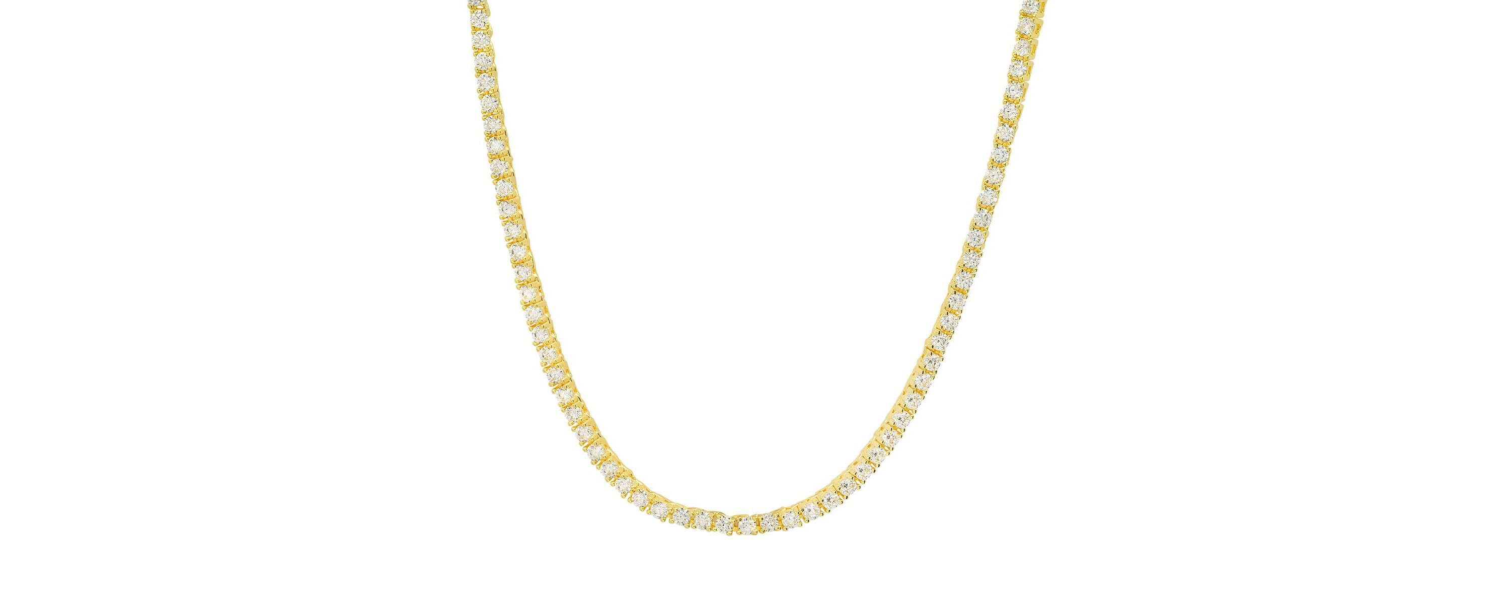 Lab Created 14k Gold Over Silver CZ Tennis Necklace