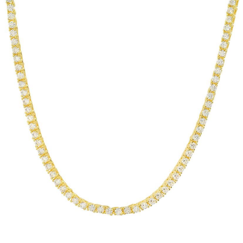 Lab Created 14k Gold Over Silver CZ Tennis Necklace