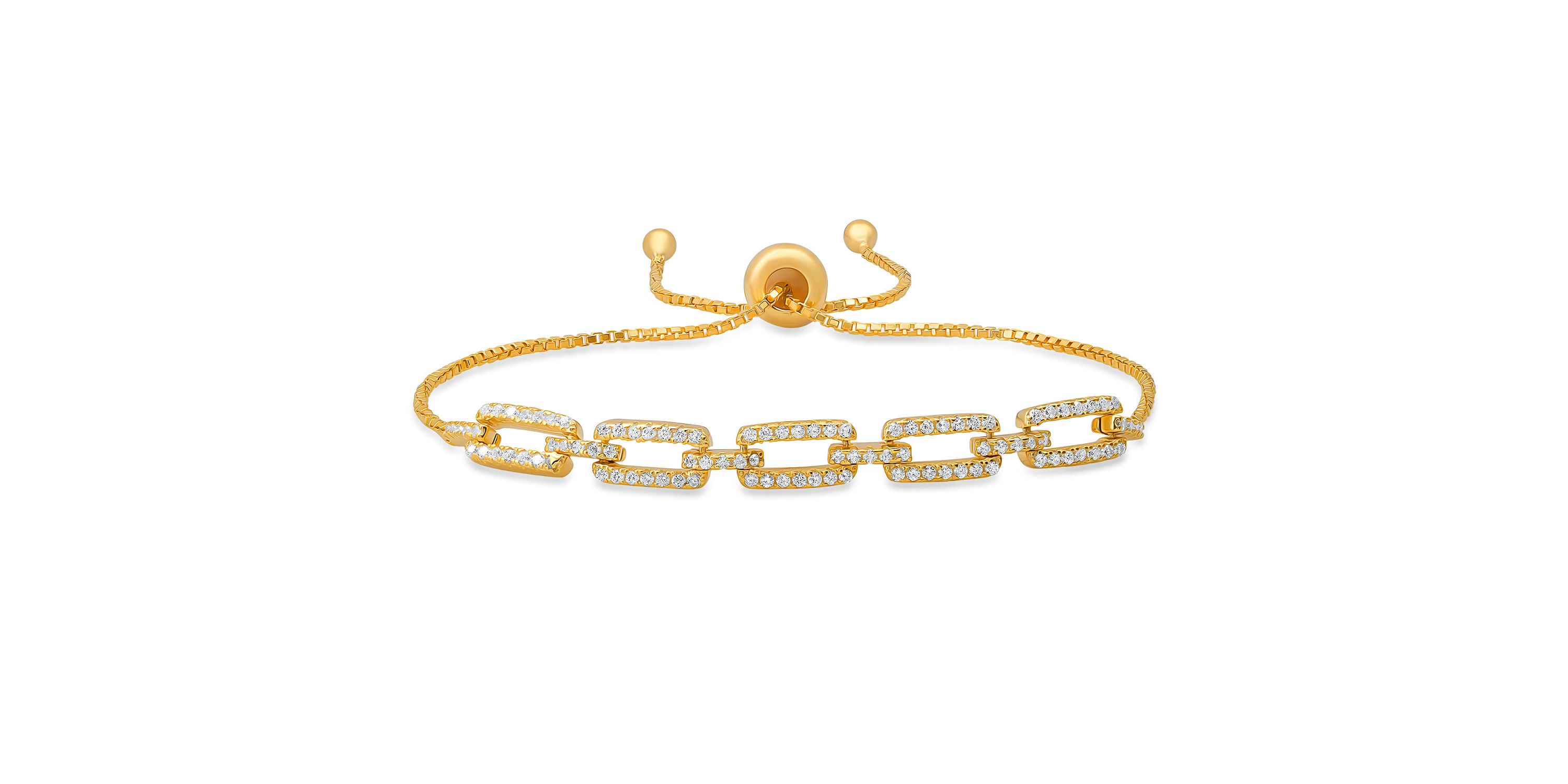 Lab Created Sterling Silver CZ Paperclip Adjustable Bracelet