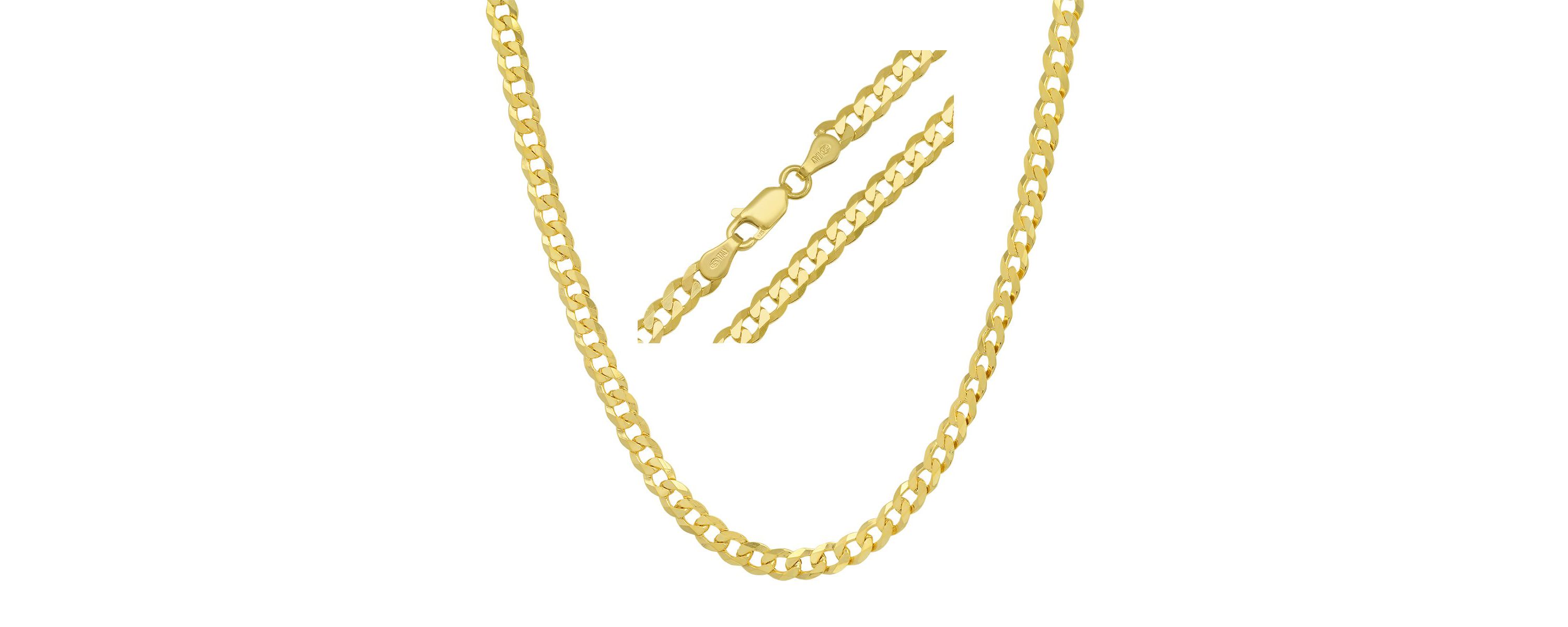 Italian 14k Gold Over Silver 4mm Miami Cuban Curb Chain Necklace - Unisex