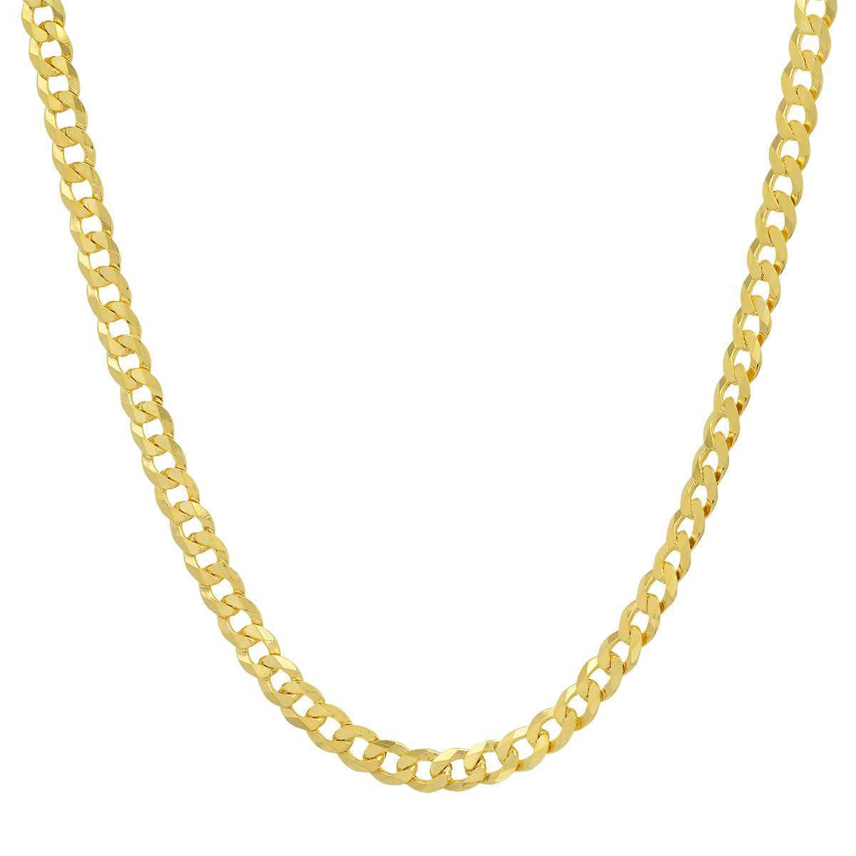 Italian 14k Gold Over Silver 4mm Miami Cuban Curb Chain Necklace - Unisex