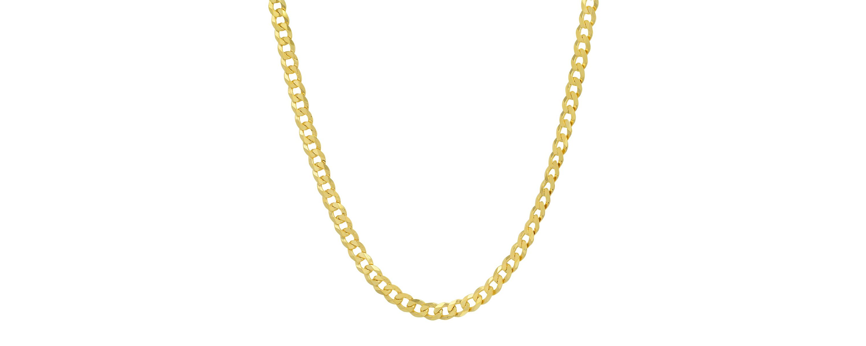 Italian 14k Gold Over Silver 4mm Miami Cuban Curb Chain Necklace - Unisex