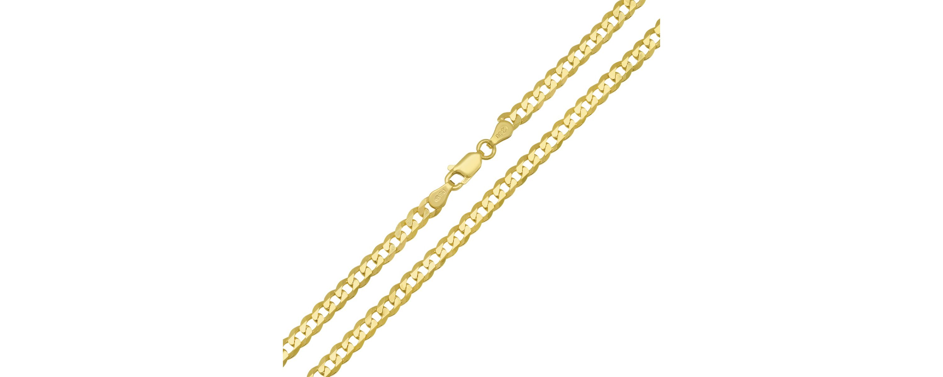 Italian 14k Gold Over Silver 4mm Miami Cuban Curb Chain Necklace - Unisex