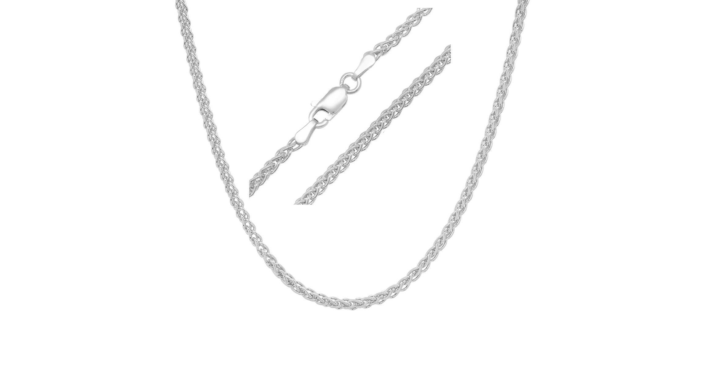Italian Sterling Silver 2.5mm Foxtail Wheat Chain Necklace - Unisex