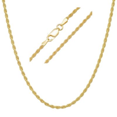 Italian 14k Gold Over Silver 2mm Rope Chain Necklace - Unisex