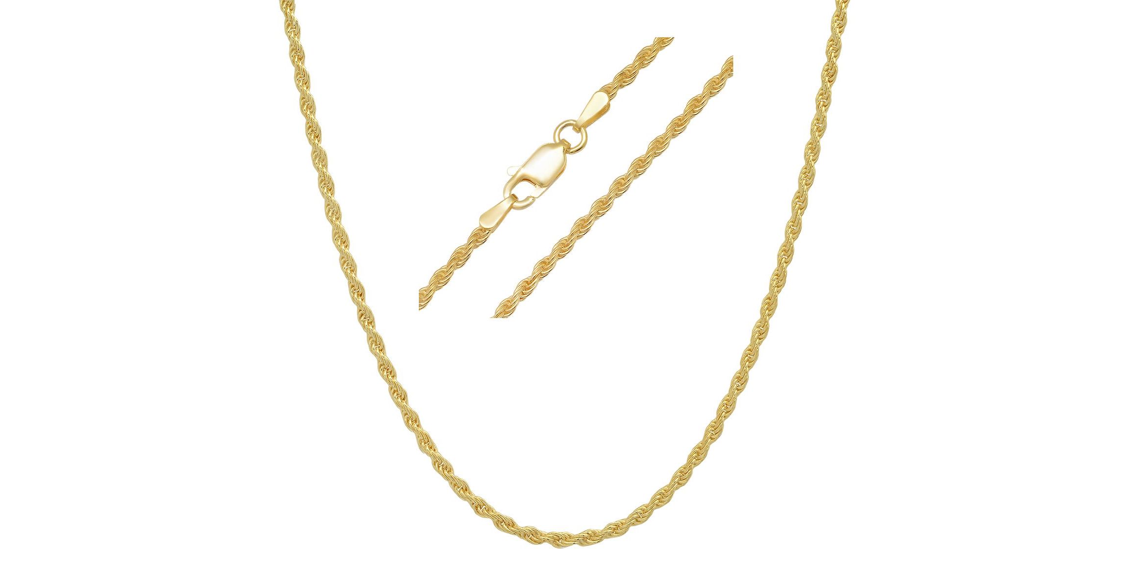 Italian 14k Gold Over Silver 2mm Rope Chain Necklace - Unisex