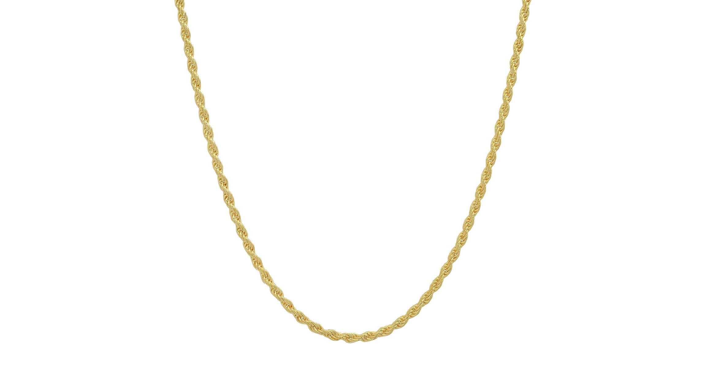 Italian 14k Gold Over Silver 2mm Rope Chain Necklace - Unisex