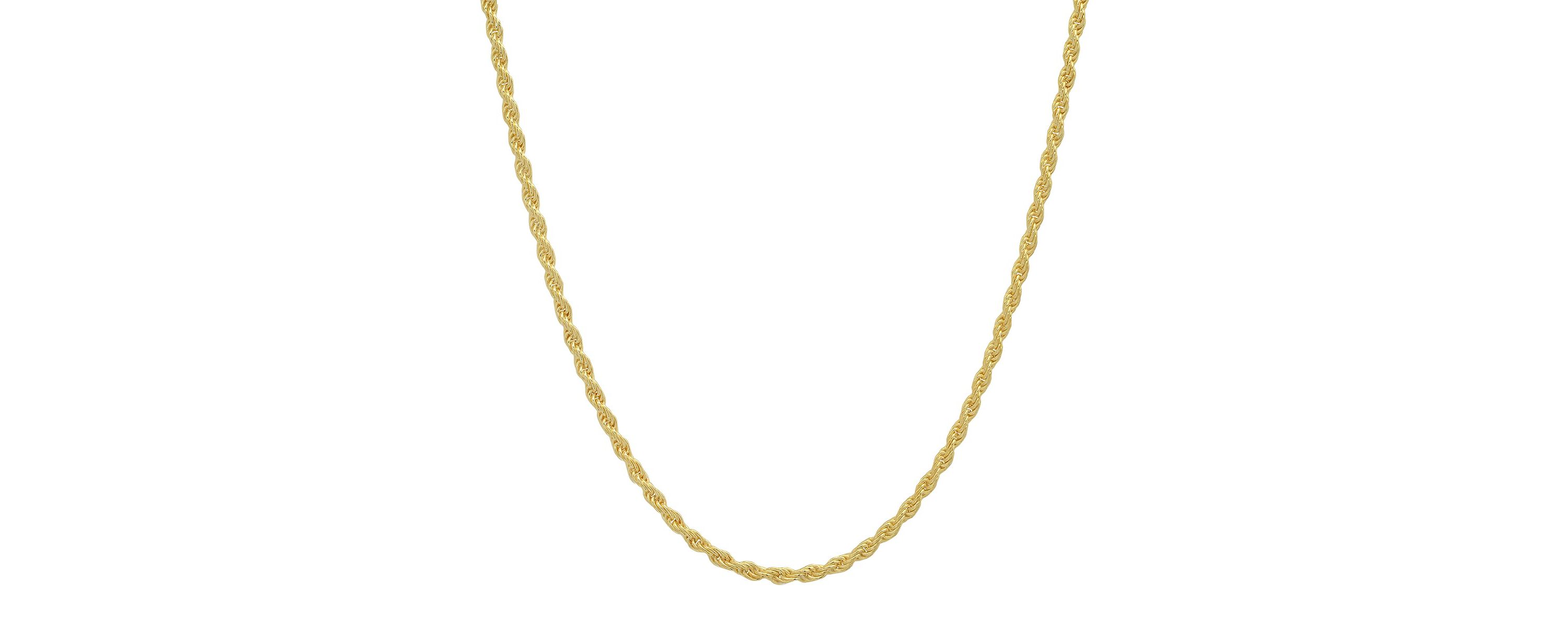 Italian 14k Gold Over Silver 2mm Rope Chain Necklace - Unisex