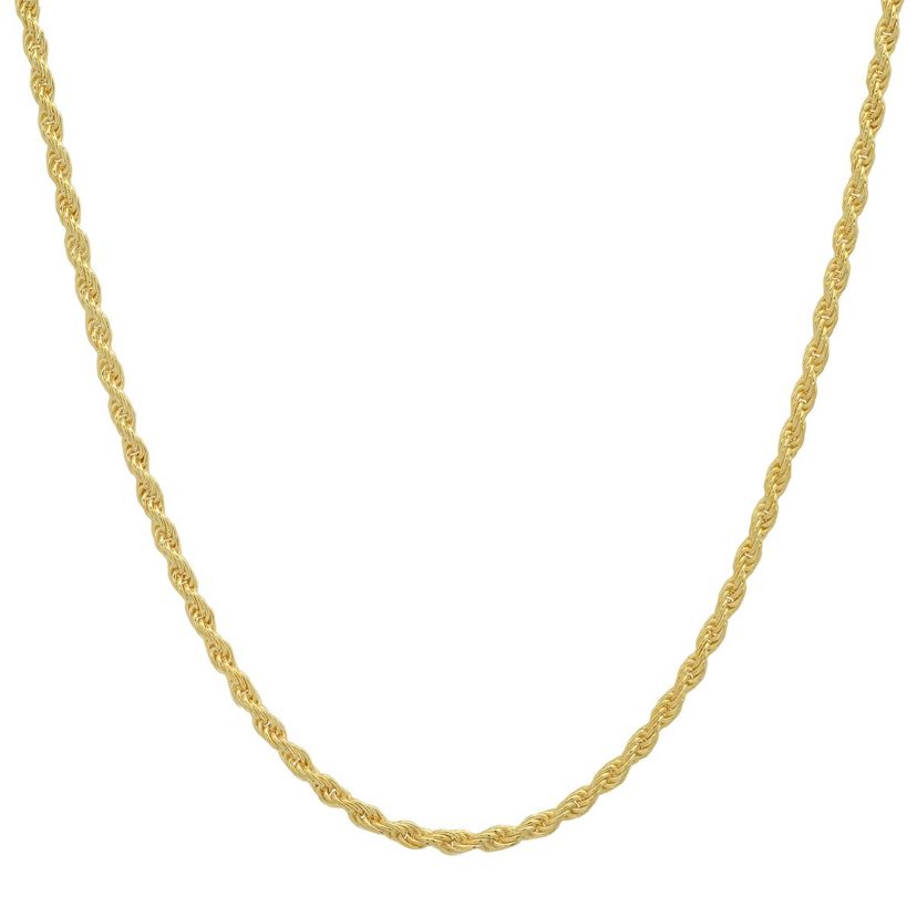 Italian 14k Gold Over Silver 2mm Rope Chain Necklace - Unisex