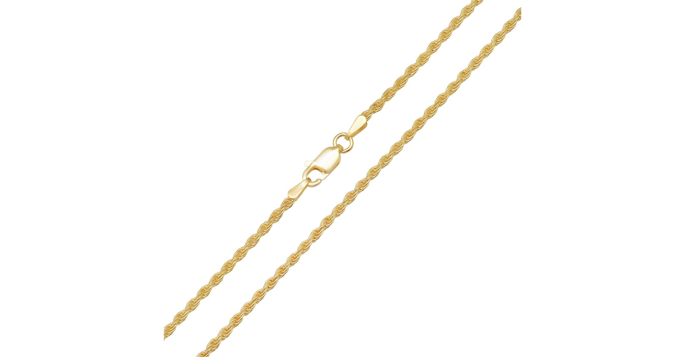 Italian 14k Gold Over Silver 2mm Rope Chain Necklace - Unisex