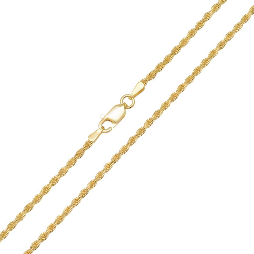 Italian 14k Gold Over Silver 2mm Rope Chain Necklace - Unisex